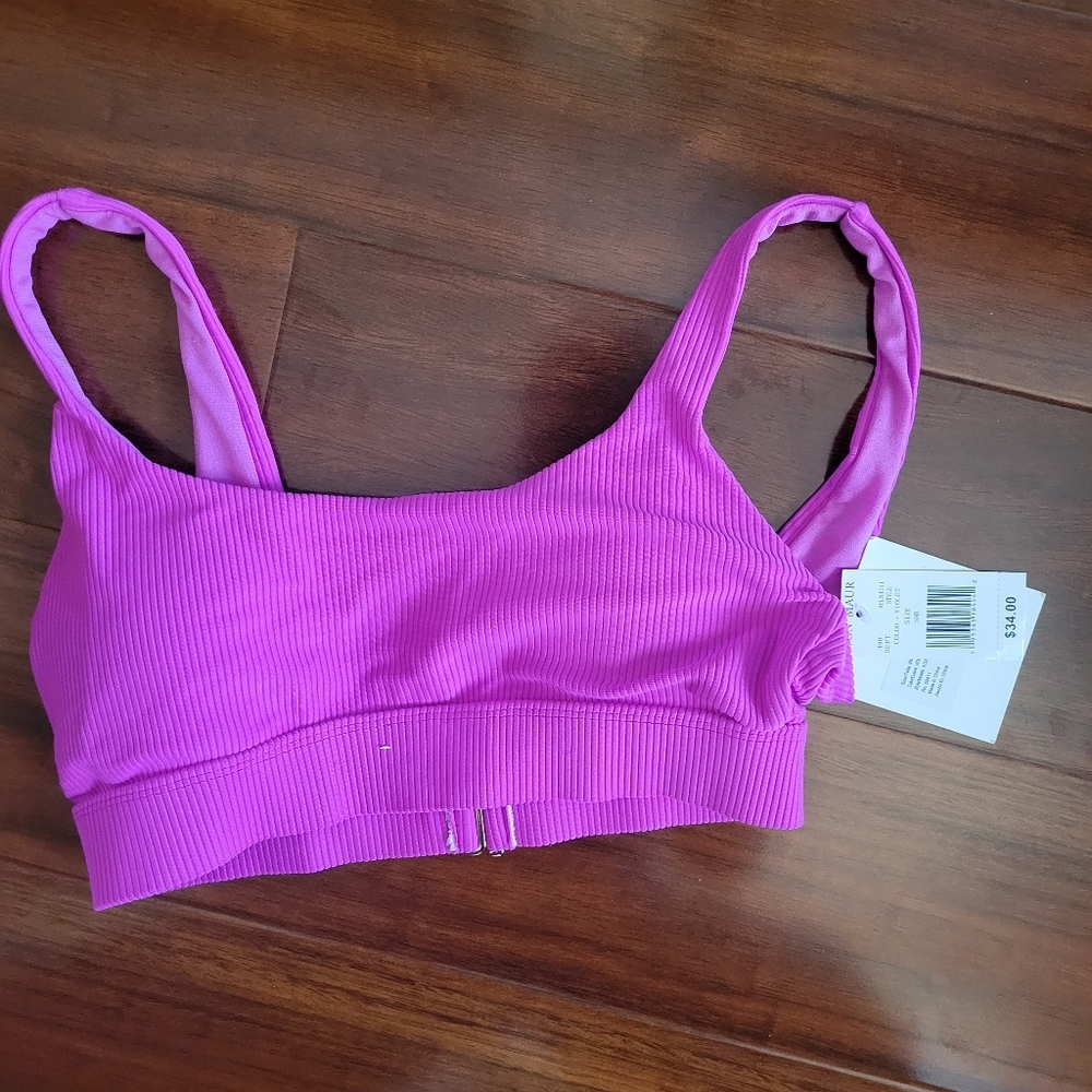 NWT Cyn & Luca Ribbed Scoop Neck Bikini Top - Violet Purple Size S - Picture 5 of 5